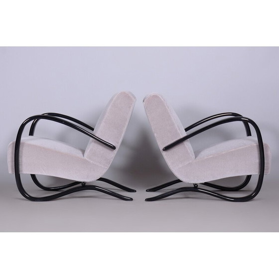 Image 1 of Paar vintage grijze H-269 fauteuils van Jindrich Halabala voor Up Zavody, Tsjecho-Slowakije 1930