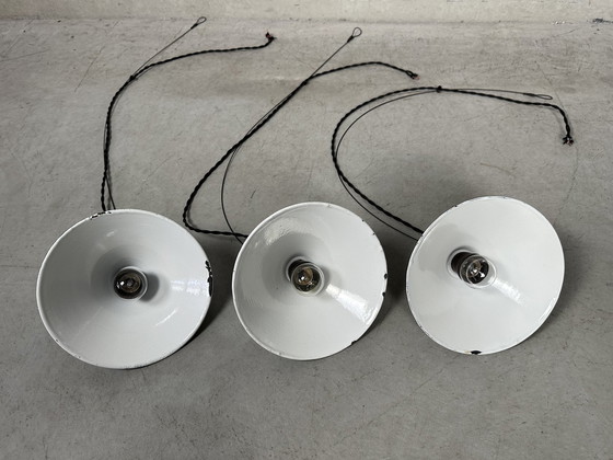 Image 1 of 3X Industriële Hanglamp - Groene Emaille