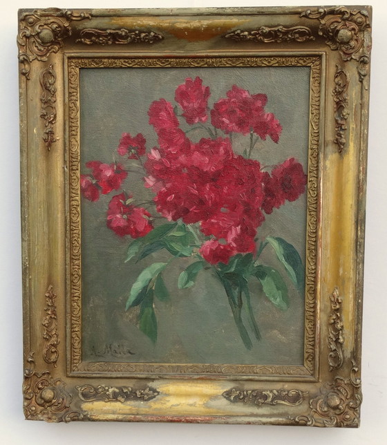 Image 1 of Boeket rozen, olieverfschilderij, ca. 1880