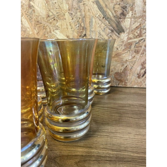 Image 1 of Set van kruik en 8 vintage gouden glazen