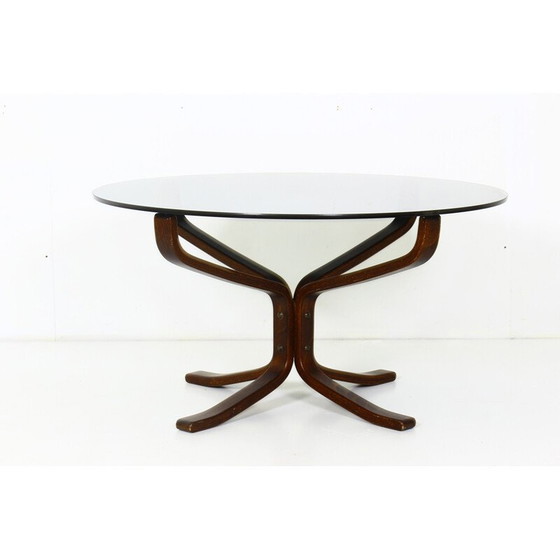 Image 1 of Vintage "falcon" salontafel in rookglas van Sigurd Resell, Noorwegen 1971