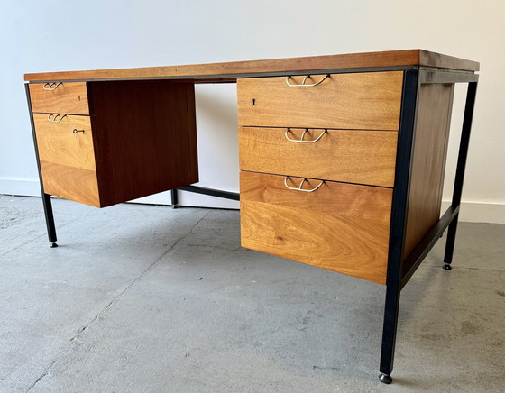 Image 1 of Vintage teak bureau met laden en archiefkast