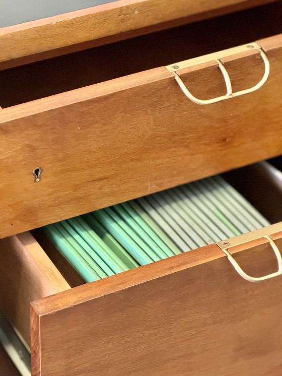 Image 1 of Vintage teak bureau met laden en archiefkast