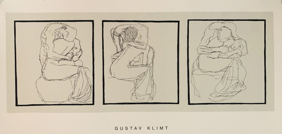 Image 1 of Gustav Klimt (1862-1918), Koppels D'Amants. 3-Luik Prent Op Stevig Museum Papier. 