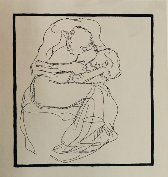 Image 1 of Gustav Klimt (1862-1918), Koppels D'Amants. 3-Luik Prent Op Stevig Museum Papier. 