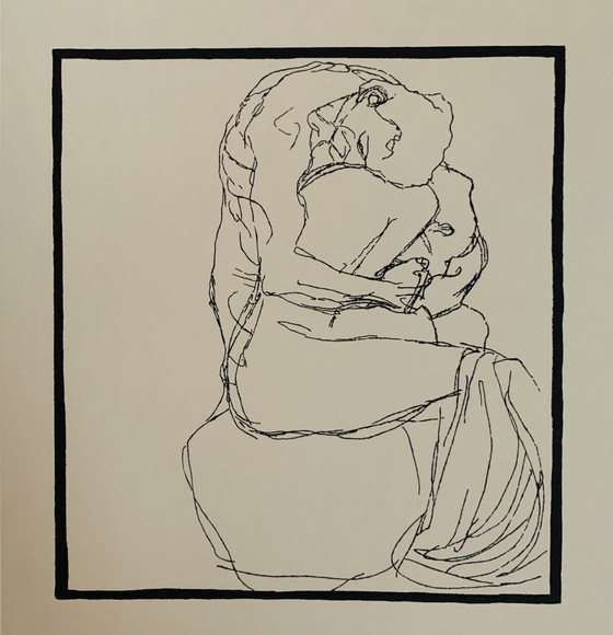 Image 1 of Gustav Klimt (1862-1918), Koppels D'Amants. 3-Luik Prent Op Stevig Museum Papier. 