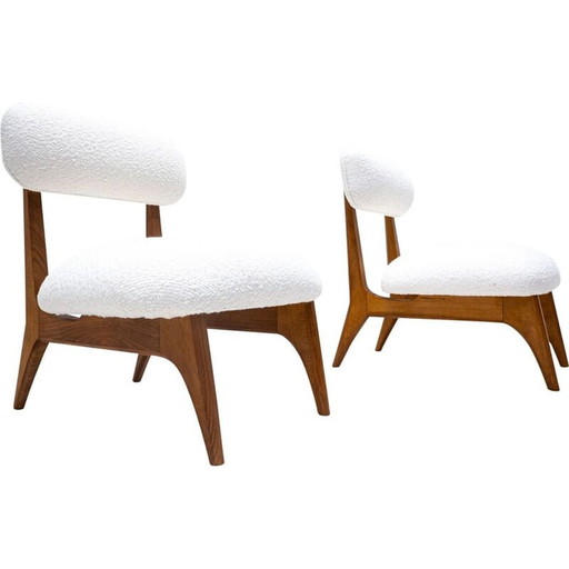 Paar witte vintage haardstoelen, Italië