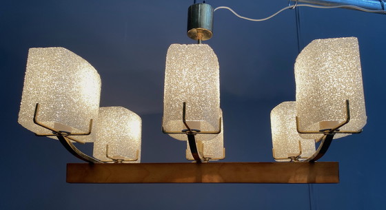 Image 1 of Hanglamp 6 kunststof kappen 1960S