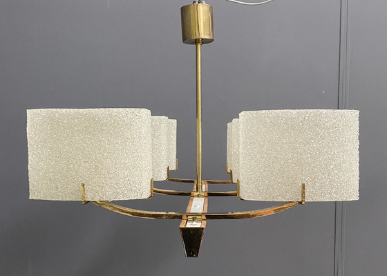 Image 1 of Hanglamp 6 kunststof kappen 1960S