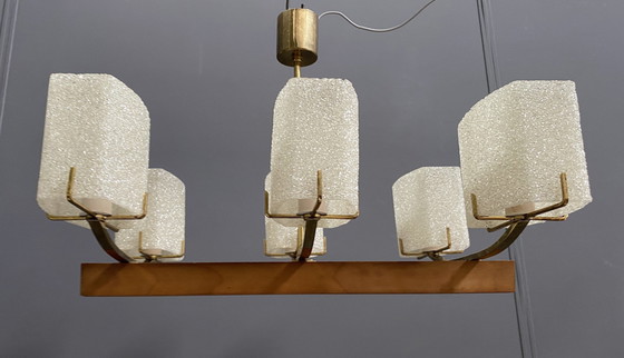 Image 1 of Hanglamp 6 kunststof kappen 1960S