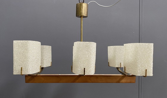 Image 1 of Hanglamp 6 kunststof kappen 1960S