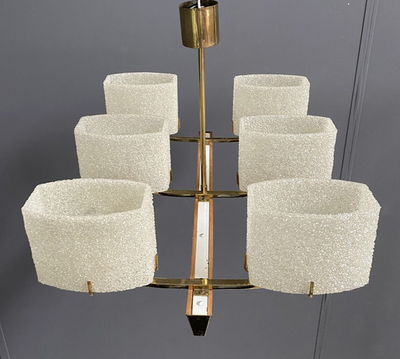 Image 1 of Hanglamp 6 kunststof kappen 1960S