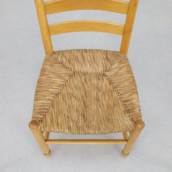 Image 1 of 4X Vintage Eetkamerstoelen In Hout & Riet