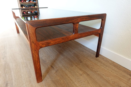 Image 1 of Vintage Deense Palisander Rookglas Salontafel