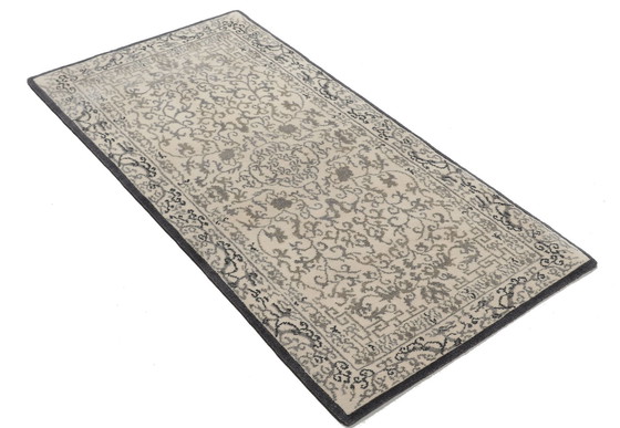 Image 1 of Origineel Indo Modern Wollen Vloerkleed 140 X 70 Cm Top Conditie