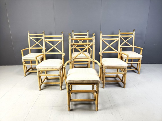 Image 1 of Vintage Italiaanse bamboe eetkamerstoelen van Gasparucci, 1980S