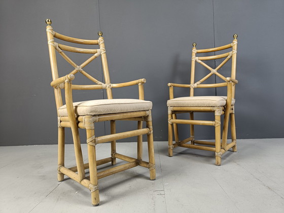 Image 1 of Vintage Italiaanse bamboe eetkamerstoelen van Gasparucci, 1980S