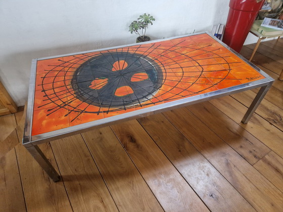 Image 1 of Juliette Belarti Vintage Tafel van Chroom en Keramiek