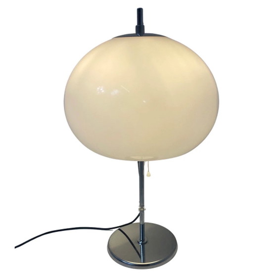 Image 1 of Gepo - Tafellamp - Space Age - Paddestoel lamp - Witte acryl kap en verchroomde voet