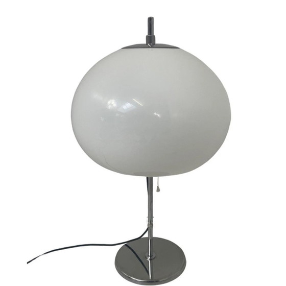 Image 1 of Gepo - Tafellamp - Space Age - Paddestoel lamp - Witte acryl kap en verchroomde voet