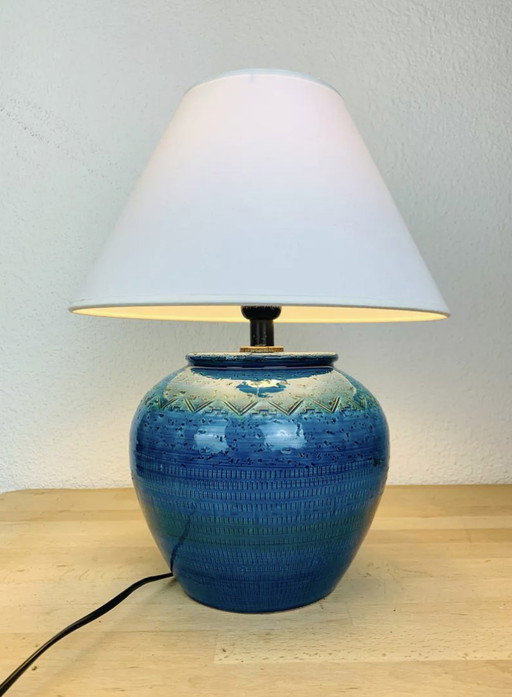 Lamp Aldo Londi Rimini, Vintage blauw keramiek