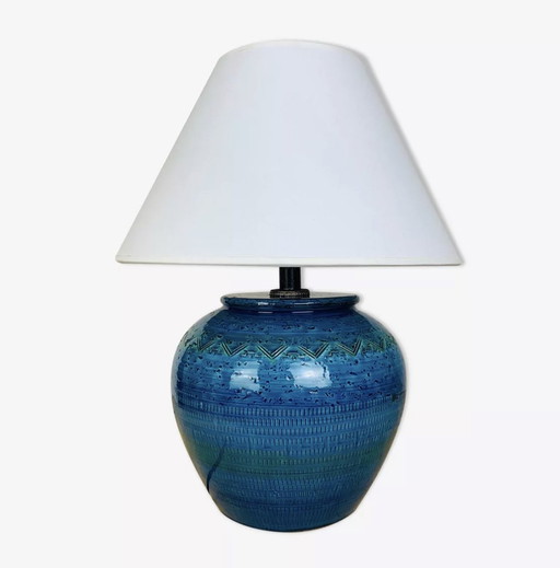 Lamp Aldo Londi Rimini, Vintage blauw keramiek