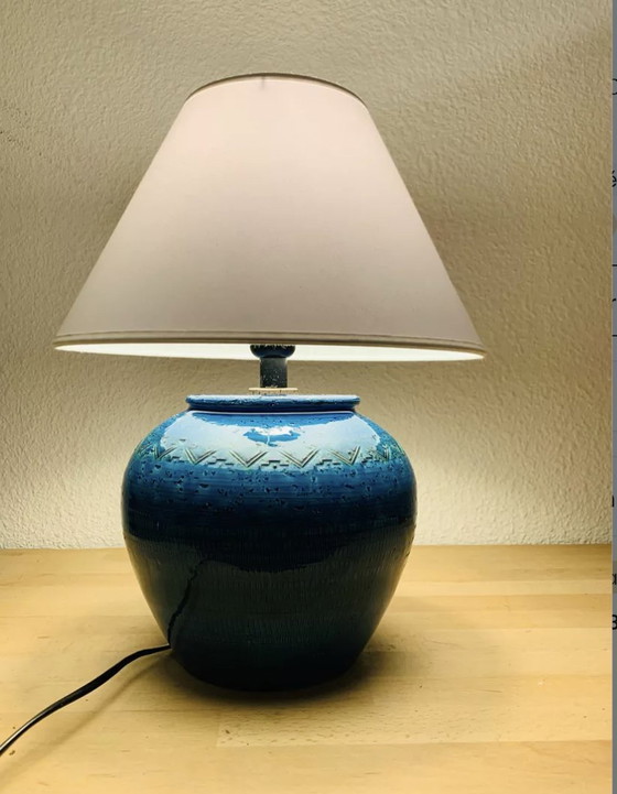 Image 1 of Lamp Aldo Londi Rimini, Vintage blauw keramiek