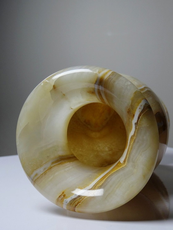 Image 1 of Kleine Honing Onyx Baluster Vaas Vintage Italië 60er jaren