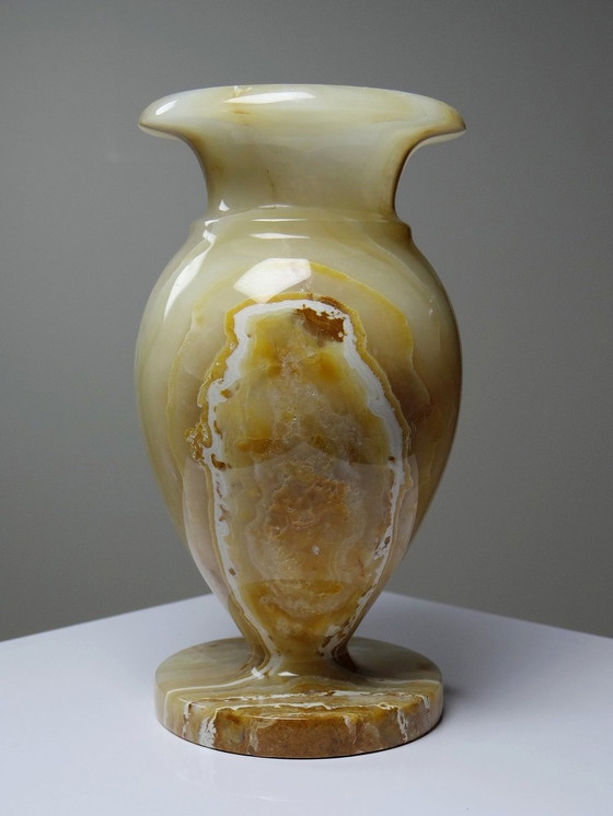 Image 1 of Kleine Honing Onyx Baluster Vaas Vintage Italië 60er jaren