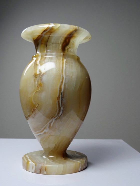 Image 1 of Kleine Honing Onyx Baluster Vaas Vintage Italië 60er jaren