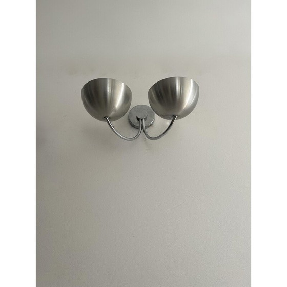 Image 1 of Paar vintage wandlampen van geborsteld aluminium, Frankrijk 1970