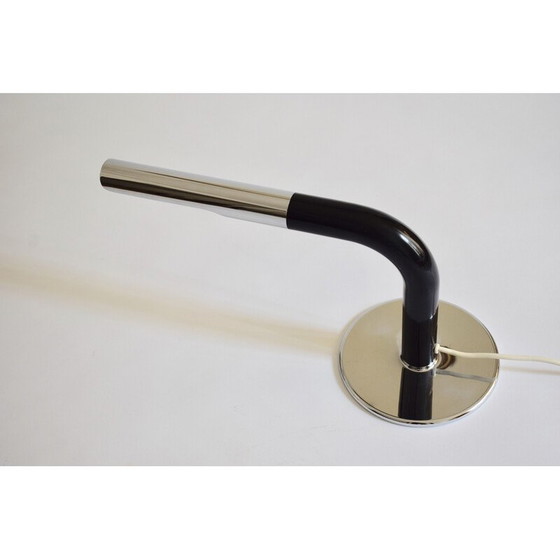 Image 1 of Vintage "Gulp" tafellamp in chroom en zwart gelakt staal van Ingo Maurer voor Design M, 1969