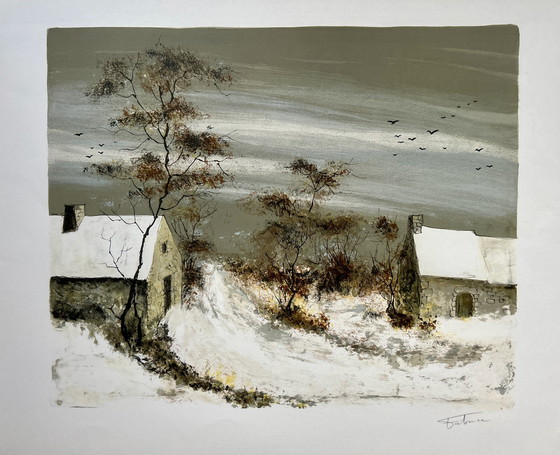 Image 1 of Lithografie Fabrice - Winterlandschap