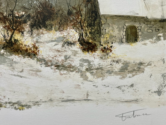 Image 1 of Lithografie Fabrice - Winterlandschap