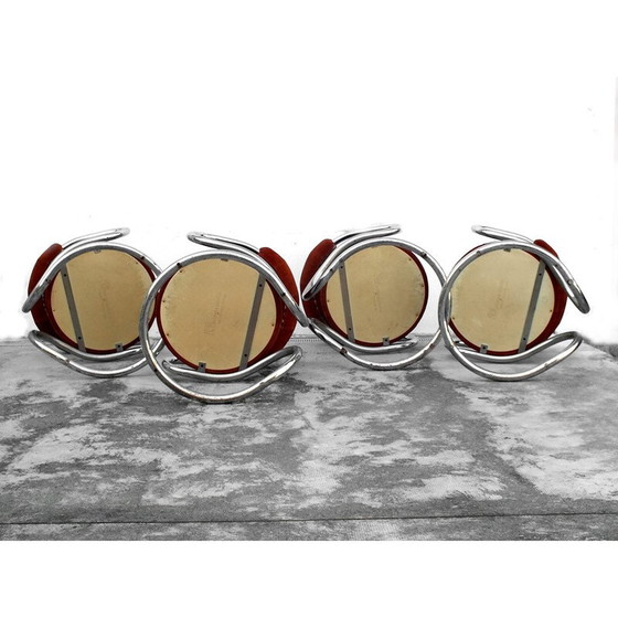 Image 1 of Set van 4 vintage leren fauteuils door Rudi Bonzanini voor Tecnosalotto Mantova, Italië 1970