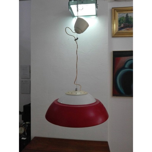 Vintage Italiaanse rode hanglamp - jaren 1960