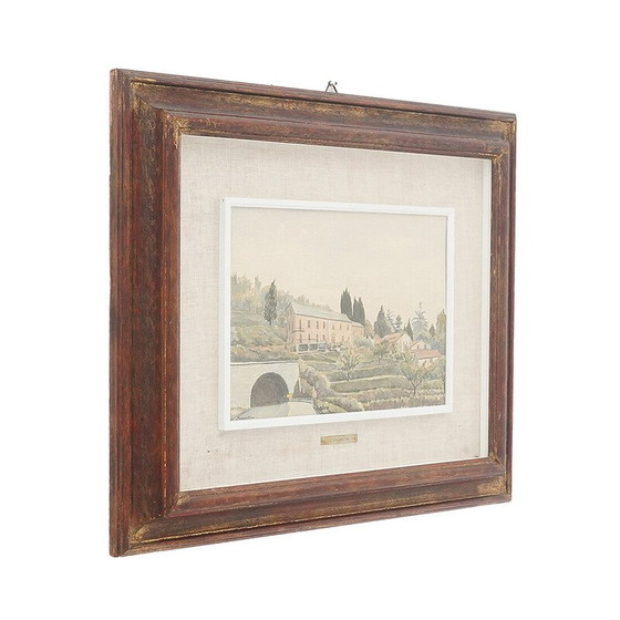 Image 1 of Vintage aquarel schilderij "Liguria" door Giacomo Maganzini, 1970