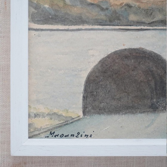 Image 1 of Vintage aquarel schilderij "Liguria" door Giacomo Maganzini, 1970