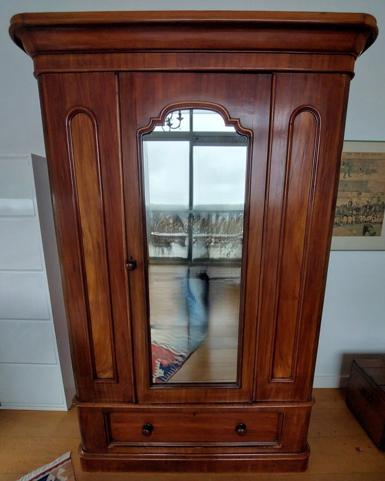 Image 1 of Klassieke Antieke Houten Halkast Hangkast Garderobe Kast Met Onderlade