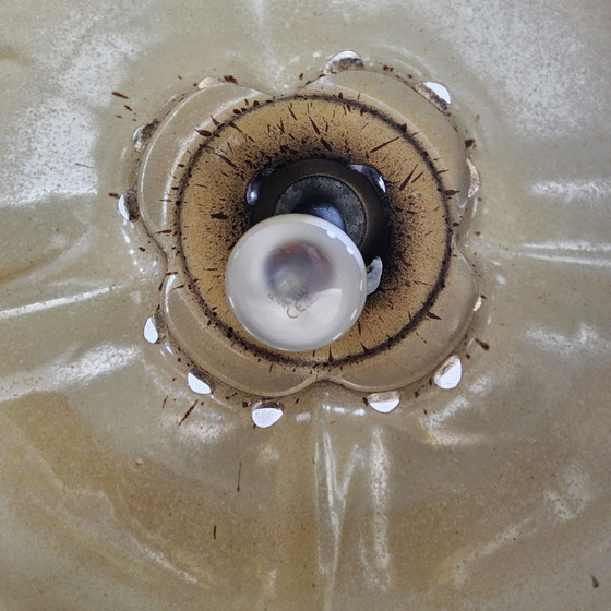 Image 1 of Vintage Keramieken Hanglamp (Duits) Brutalistische Lamp Bruin Mid Century Hanglamp 