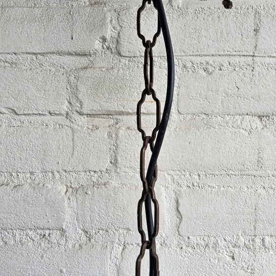 Image 1 of Vintage Keramieken Hanglamp (Duits) Brutalistische Lamp Bruin Mid Century Hanglamp 