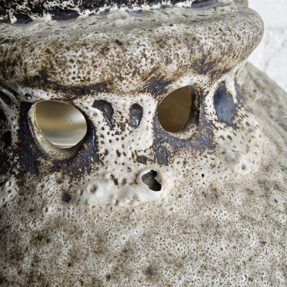 Image 1 of Vintage Keramieken Hanglamp (Duits) Brutalistische Lamp Bruin Mid Century Hanglamp 