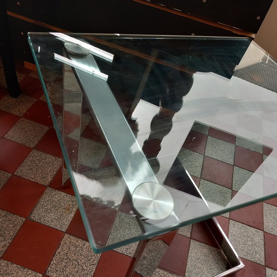 Image 1 of Vintage Design Gebra Glazen Bijzettafel.