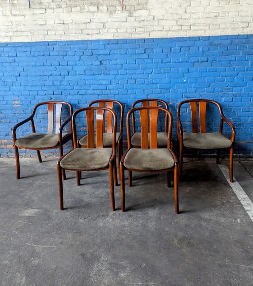 Set Van 6 Vintage Teakhouten Stoelen - Casala - Jaren 70