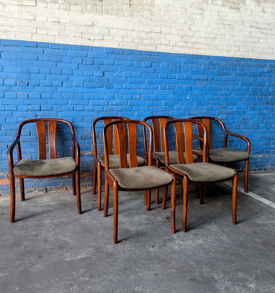 Image 1 of Set Van 6 Vintage Teakhouten Stoelen - Casala - Jaren 70