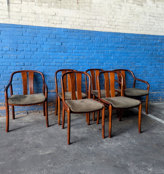 Image 1 of Set Van 6 Vintage Teakhouten Stoelen - Casala - Jaren 70