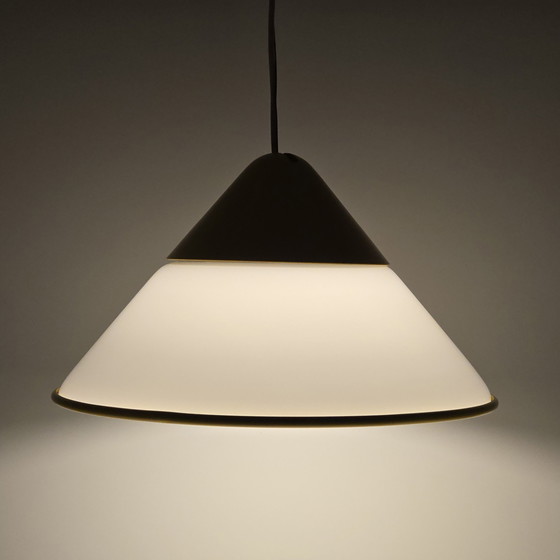 Image 1 of Zeldzame Vintage Fabbian Grote Glazen Hanglamp - Conische Hanglamp - Italië, 1980S.