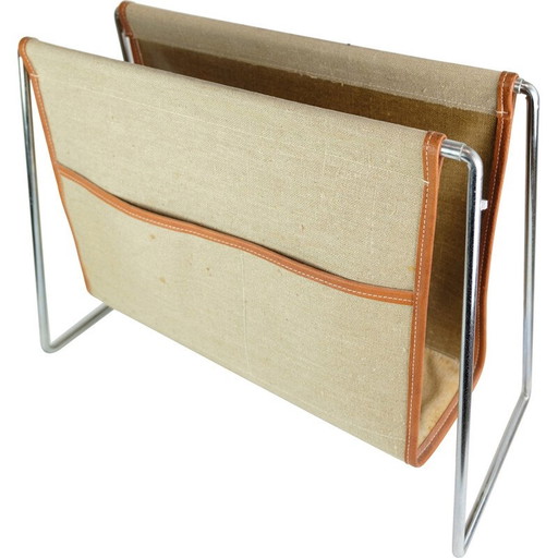Vintage krantenhouder van staal en canvas door Verner Panton, jaren 1970