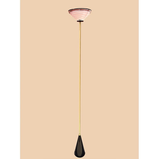 Image 1 of Vintage "Ziggurat" vloerlamp in goudkleurig messing van Shigeaki Asahara voor Stilnovo, 1980