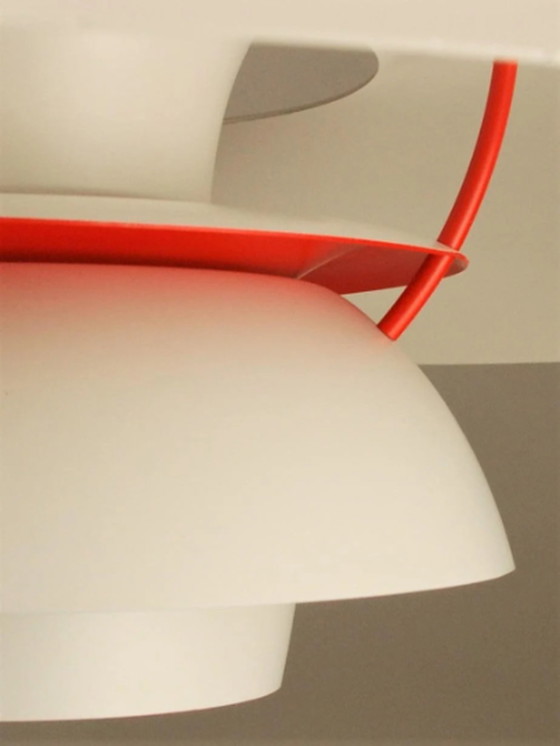 Image 1 of Set Van 2 Vintage Louis Poulsen Hanglamp | Off White Met Orange